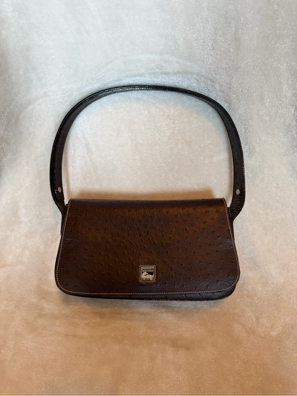 Dooney & Bourke Bayou Ostrich Dark Brown Leather Shoulder Bag - Picture 8 of 8